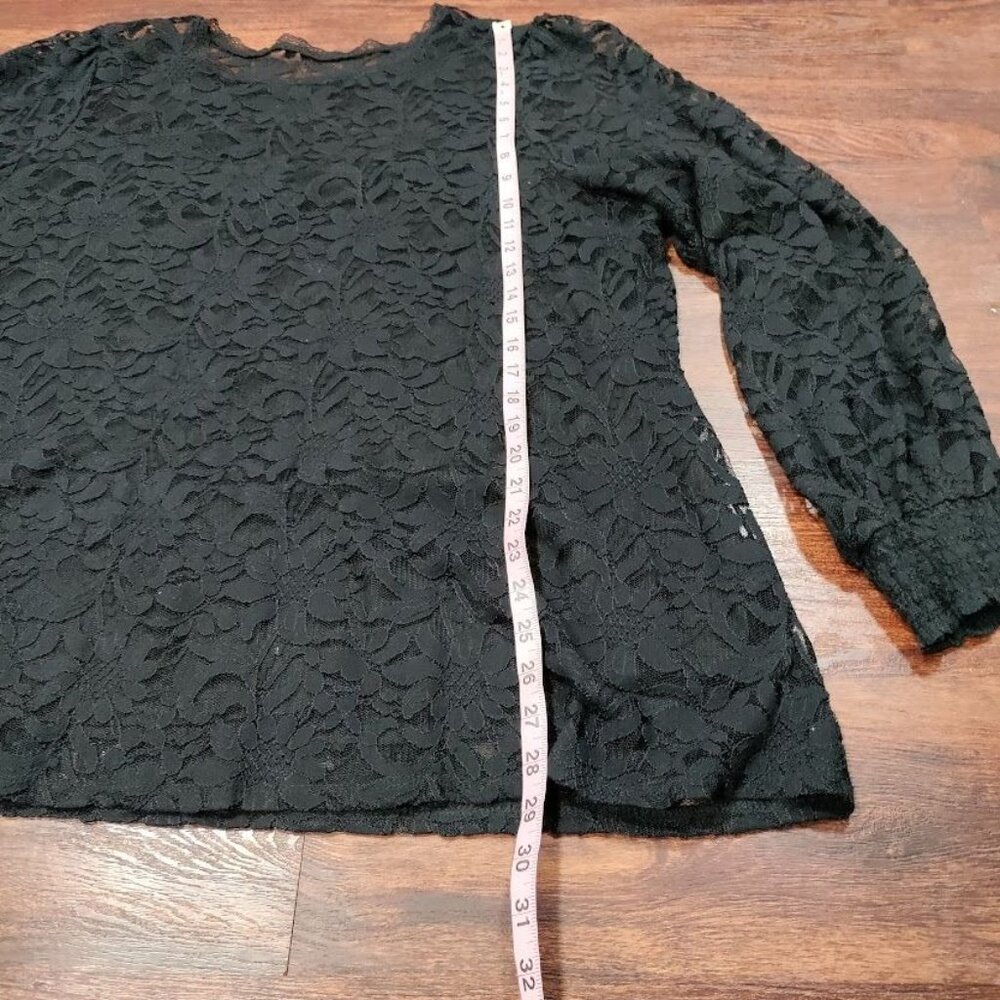 Torrid Stretch Lace & Mesh Crew Neck Long Sleeve Blouse Top Black Women's 3XL - Picture 11 of 11